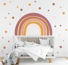 Adesivo Decorativo Arco Iris Boho e Bolinhas Candy Color