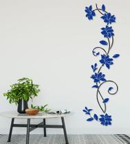 Adesivo Decorativo Arvore Rosa Flor 3d Azul Nacional - Papel E Parede