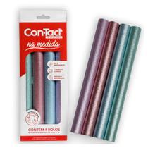 Adesivo Decorativo Contact Glitter Kit C/ 4 Rolos Diy Parede - Con-tact