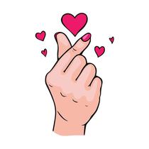 Adesivo Decorativo Coração Coreano Mão Finger Heart 6,3x10