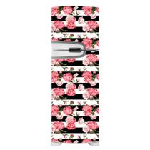 Adesivo Decorativo de Geladeira - Rosa e Listras - Floral - 044gel