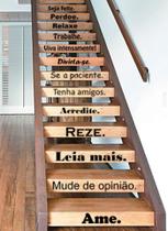 Adesivo Decorativo de Para Escada ou Parede Frase Seja Feliz Amigos - Gaudesivos