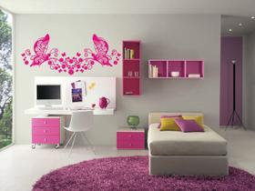 Adesivo Decorativo de Parede 2 Borboletas com Floral e Rosas