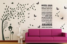 Adesivo Decorativo de Parede 2 Frase Nesta Casa e Árvore