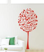 Adesivo Decorativo de Parede Arvore Palavras Deus Amor Felicidade Família Foco Fé