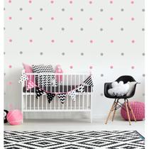 Adesivo Decorativo De Parede Bolinhas 120unidades 5cm (cada) cinza claro e rosa claro