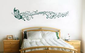 Adesivo decorativo de parede Borboleta com Rastro musical Nota musical 2 Metros grande