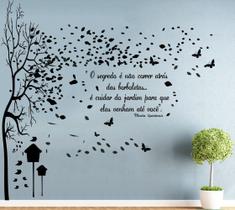 Adesivo Decorativo de Parede com Árvore grande com frase Sala Quarto Cozinha