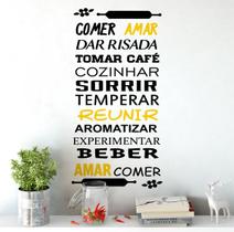 Adesivo Decorativo De Parede Cozinha Frase Amar Comer Sorrir