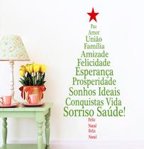 Adesivo Decorativo de Parede Feliz Natal Árvore de Palavras Motivacional