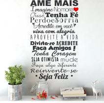 Adesivo Decorativo De Parede Frase Ame Mais Para todos os Ambientes