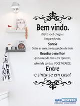 Adesivo Decorativo de Parede Frase Bem Vindo Entrada de casa