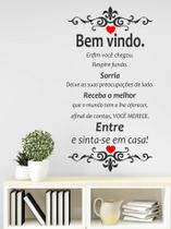 Adesivo Decorativo de Parede Frase BEM VINDOS com Coração Vermelho