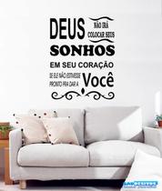 Adesivo Decorativo de Parede Frase Deus Sonho Sala Quarto