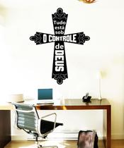Adesivo Decorativo de Parede Frase na Cruz Controle de Deus Adesivo Decorativo de Parede Frase na Cruz Controle de Deus