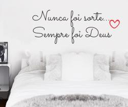 Adesivo Decorativo de Parede Frase Nunca Foi Sorte. Com Coração em Cores Adesivo Decorativo de Parede Frase Nunca Foi Sorte. Com Coração em Cores