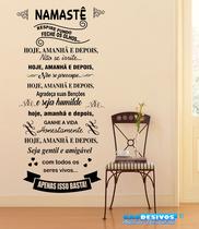 Adesivo Decorativo de Parede Frase saudação Namastê para sala Adesivo Decorativo de Parede Frase saudação Namastê para sala
