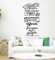 Adesivo Decorativo de Parede Frase Sobre Família e Coração Adesivo Decorativo de Parede Frase Sobre Família e Coração