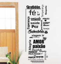 Adesivo Decorativo de Parede Gratidão Fé Esperança Saúde Sabedoria Amor Viagem Trabalho