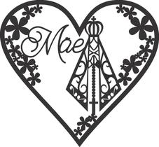 Adesivo Decorativo de Parede Religião Coração e Imagem de Nossa Senhora Aparecida