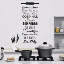 Adesivo Decorativo De Parede Sala Frase Cozinha Comer Amar