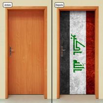 Adesivo Decorativo de Porta - Bandeira Iraque - 1896cnpt