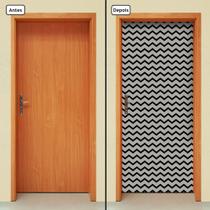 Adesivo Decorativo de Porta - Chevron - Preto e Cinza - 162cnpt