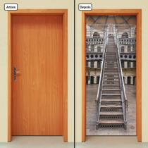 Adesivo Decorativo de Porta - Escada de Ferro - 121cnpt Adesivo Decorativo de Porta - Escada de Ferro - 121cnpt