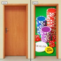 Adesivo Decorativo de Porta - Poker - Fichas - 596cnpt