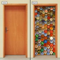 Adesivo Decorativo de Porta - Tampas de Garrafas - Cerveja - 126cnpt Adesivo Decorativo de Porta - Tampas de Garrafas - Cerveja - 126cnpt