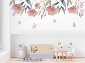 Adesivo Decorativo Folhagens Boho e Borboletas Adesivo Decorativo Folhagens Boho e Borboletas