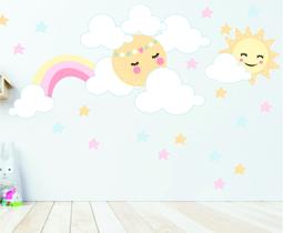 Adesivo Decorativo Infantil Lua Rostinho e Nuvens