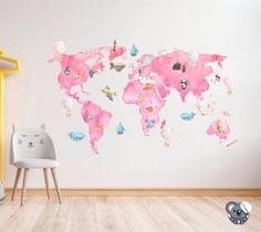 Adesivo Decorativo Infantil Mapa Mundi Atlas