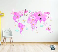 Adesivo Decorativo Infantil Mapa Mundi Atlas