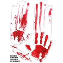 Adesivo Decorativo Mãos De Sangue Grande Halloween 3 Un - Regina