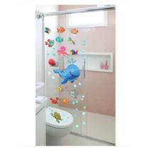 Adesivo Decorativo Para Banheiro Quarto Fundo do Mar Peixes Azul