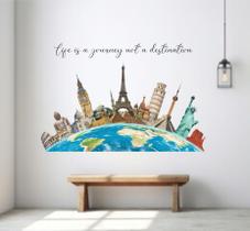 Adesivo Decorativo para Escolas Globo e Monumentos com Frase