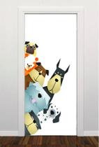 Adesivo Decorativo Para Porta Cachorrinhos - Ra Personalize