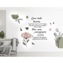 Adesivo Decorativo Parede Frases e Flores Fundo Branco