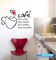 Adesivo Decorativo Parede Frases Xícara Café E Coração