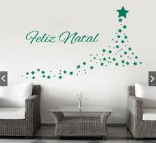 Adesivo Decorativo Parede Vidro Árvore Feliz Natal Estrelas Verde Adesivo Decorativo Parede Vidro Árvore Feliz Natal Estrelas Verde
