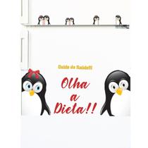 Adesivo Decorativo Pinguim de Geladeira Olha a Dieta Ou Gelo - Imaginart