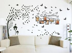 Adesivo Decorativo Porta Foto Família e Árvore e Borboletas Adesivo Decorativo Porta Foto Família e Árvore e Borboletas