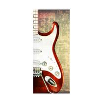 Adesivo Decorativo Porta Música Guitarra Vermelha Abstrato