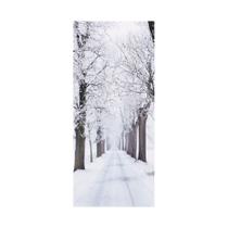 Adesivo Decorativo Porta Natureza Inverno Caminho na Neve