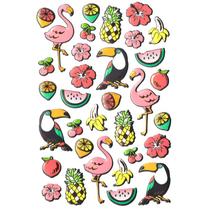 Adesivo Dimensional - Puffy com Foil - Flamingos Tropicais Adesivo Dimensional - Puffy com Foil - Flamingos Tropicais