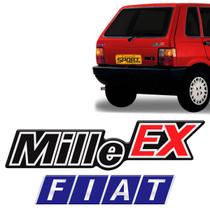 Adesivo Emblema Kit Mille Ex + Fiat Para Fiat Uno Resinado Adesivo Emblema Kit Mille Ex + Fiat Para Fiat Uno Resinado