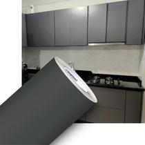 Adesivo Envelopamento Armário Cozinha Cinza Grafite Fosco 2m - IMPRIMAX