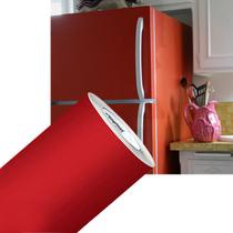 Adesivo Envelopamento Armário Cozinha Vermelho Vivo Fosco 0,61x2m