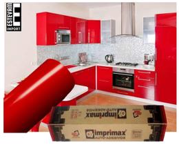 Adesivo Envelopar Armario Cozinha 50cm X 2m VERMELHO - Imprimax